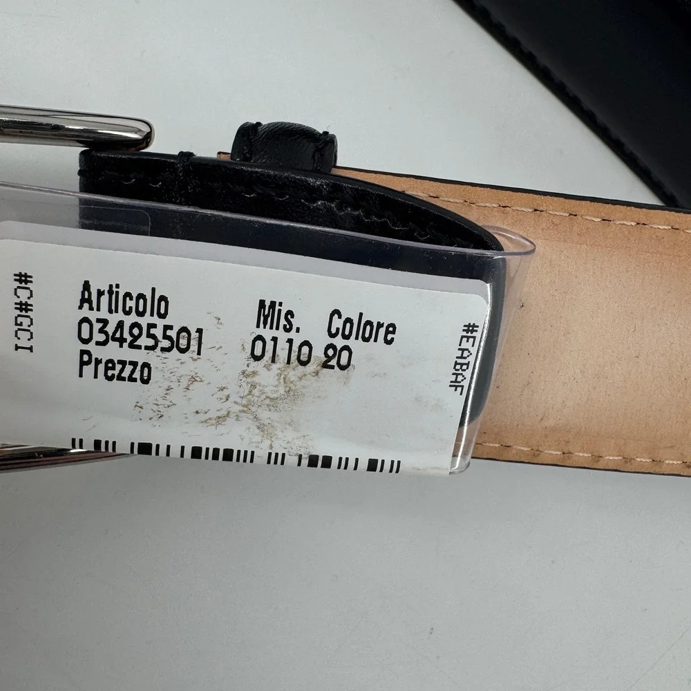 The Bridge Black Genuine Leather Belt Made in Italy Solid Brass Buckle 110-125